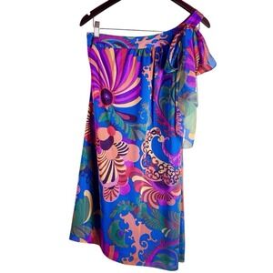 Banana Republic Trina Turk Collection 100% Silk Dress One Shoulder Size 0